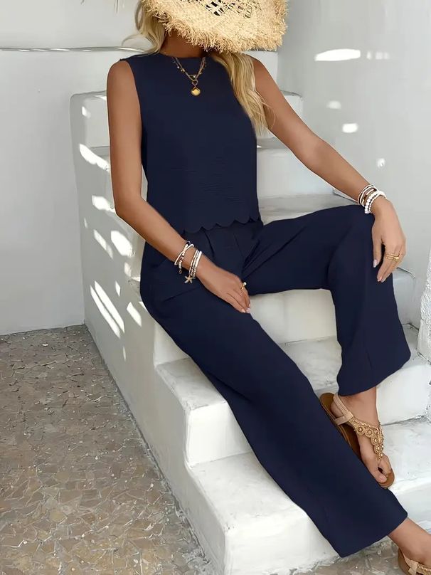 Women's Clothing Casual Pants Perspective Holiday Style Trousers Hollow Two Piece Set_ecoleips.com