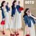 Autumn New Korean Fashion Denim Jacket + Patchwork Dress Two-Piece Set For Pregnant Women_ecoleips.com