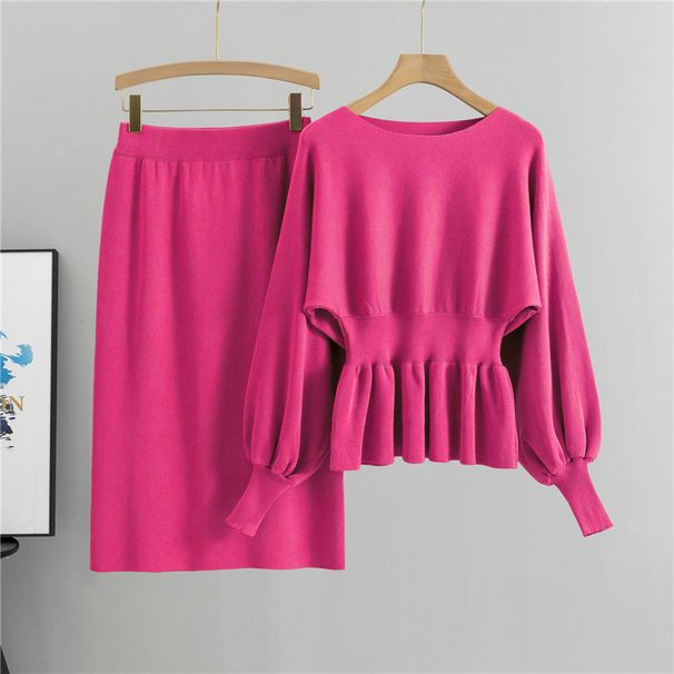European lantern long sleeved hip skirt two piece suit for women French lady style temperament suit trendy_ecoleips.com