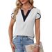 2026 European And American Cross-border Women's Clothing, Summer New Fashion Color-blocked V-neck Petal_ecoleips.com