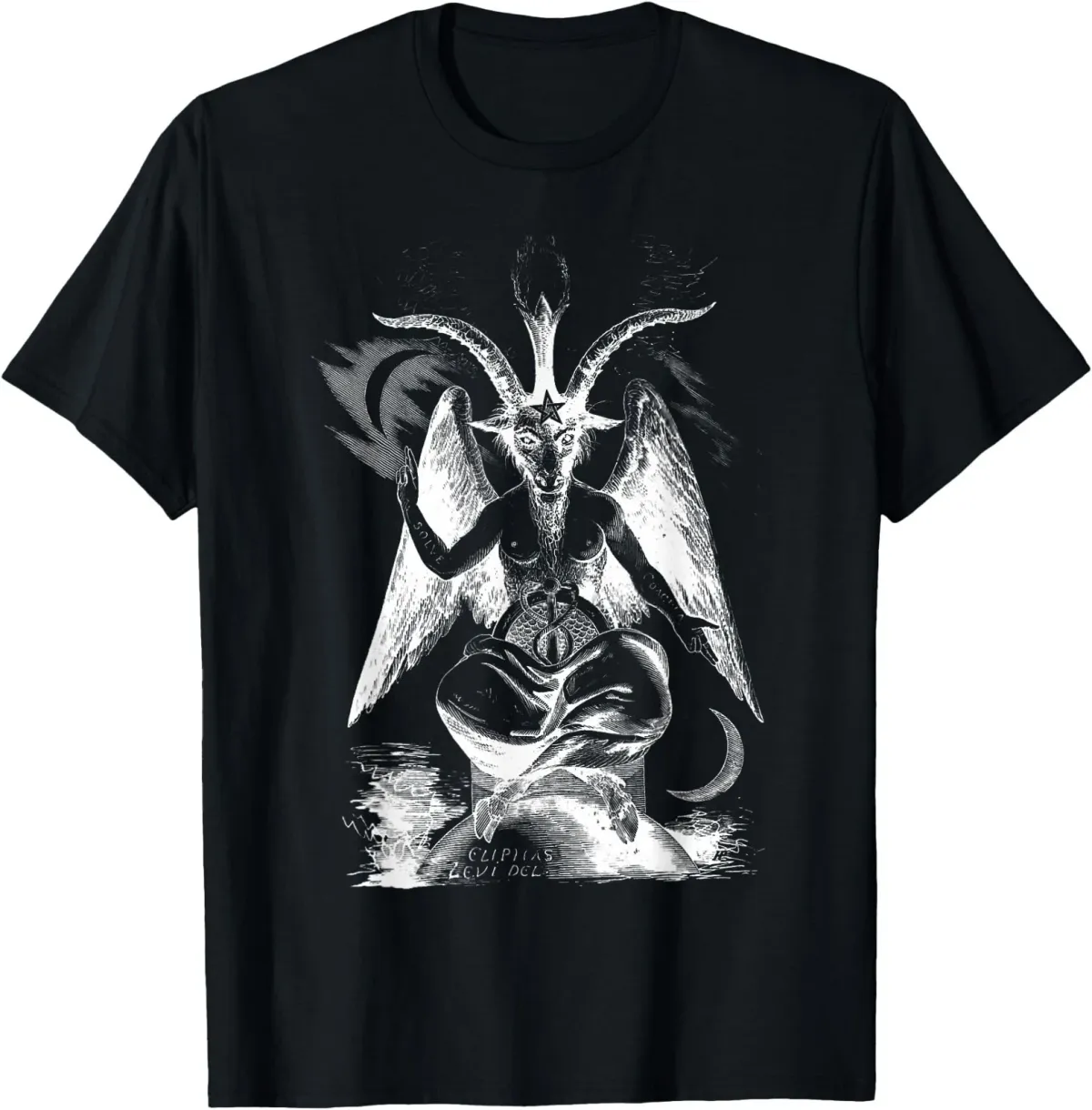 Women's T-Shirts T-Shirt. Sigil Of Baphomet Goat Head Satan Tee T-Shirt_ecoleips.com