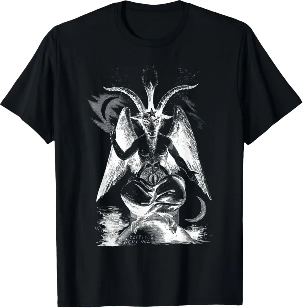 Women's T-Shirts T-Shirt. Sigil Of Baphomet Goat Head Satan Tee T-Shirt_ecoleips.com
