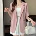 ng2510292 Lightweight Women's Blazer 2025 Summer New Korean Style Suit Jacket Casual Loose Fit Petite Versatile Short Sleeve Top_ecoleips.com