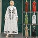 Elegant Embroidered Loose-Fit Maxi Dress With Lapel Collar – Boho Chic Women's Dress In 6 Colors (White, Red, Brown, Green, Black, Khaki)_ecoleips.com