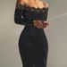 Women's Clothing Dress One Shoulder Lace Slim Fit Long Sleeve Hip Tight Dress Midi Skirt_ecoleips.com