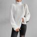 K New High Collar Knitted Shirt Medium To Long With Raglan Sleeves, High Collar With Fork, Soft And Comfortable For Women's Wear_ecoleips.com