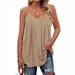 Women's Clothing Summer Pleated Thin Strap Casual Top Loose Fit Polyester Tank Top By New_ecoleips.com