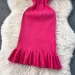 Summer Knitted Bodycon Sexy Dress 2026 O Neck Sleeveless Ruffled Party Sundress High Street Elastic Slim Short Dress_ecoleips.com