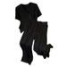 Women's Slim-Fit Activewear Set Ice Silk Feeling Summer Casual Outfit With Flattering Wide Leg Pants And Top_ecoleips.com