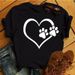 Popular Fashion Casual New Product Heart Animal Paw Print Short-sleeve Women's Top T-shirt_ecoleips.com