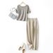 Women's Clothing Five Point Sleeve Knitted Top Simple Casual Pants Suit Summer Simple Atmospheric Suit_ecoleips.com