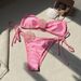 Women's Clothing Solid Color Shiny Small Flower Tube Top Split Swimsuit Swimsuit Bikini_ecoleips.com