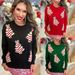 Christmas Tree 3D Embroidered Sweatshirt – Festive Glitter Pullover For Women (S/M/L/XL, Black/Green/Red)_ecoleips.com