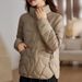 Women's Lightweight Short Down Jacket With Duck Feather Filling, Slim Fit Winter Coat For Petite, Warm Quilted Puffer Jacket With Stand Collar_ecoleips.com