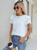 K Women's Formal Casual Pleated Short Sleeve Round Neck Blouse Business Work Shirt_ecoleips.com