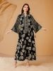 Elegant Muslim Abaya Dress With Embroidered Lace And Sequins - Long Sleeve Flared Gown For Women_ecoleips.com