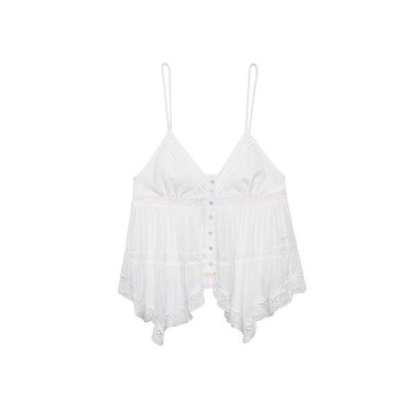 Elegant Backless Lace-Up Strap Camisole With Floral Embroidery, Sexy Summer Sleeveless Top For Women_ecoleips.com