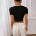 Voya Women's Knitted Sexy Spicy Girl Generous Collar Design Irregular Hem Slim Fit T-shirt Top_ecoleips.com