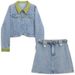 2025 New Women's Fashion Set High-End Spring Short Denim Jacket High-Waisted Skirt_ecoleips.com