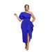 Women's Clothing one-shoulder slit dress with elegant puff sleeves, fashionable and slim-fitting_ecoleips.com