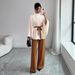 European American Style Women's Wool Blend Short Coat With Stand Collar, Flared Sleeves, Waist Tie, And Belted Design_ecoleips.com