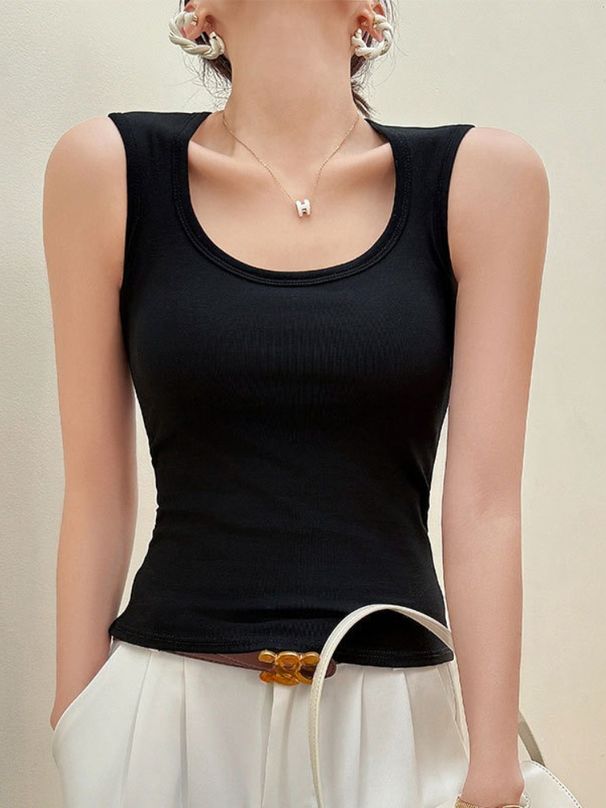 K Strap Vest For Women, New Style With Chest Cushion, Bottom Layer And Inner Layer, Sleeveless Top With I-shaped Design, High-end Feel_ecoleips.com