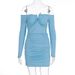 Sexy Hot Girl One Shoulder Dress Metal Decor Ruched Slim Fit Long Sleeve Hip Wrapped Bodycon Party Evening Dress_ecoleips.com