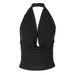 2025 Summer New Sexy Hot Girl Versatile Sleeveless Tight Halter Backless Polka Dot Tank Top Wholesale_ecoleips.com