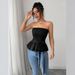 Strapless Bustier Top – Chic Solid Color Corset Blouse For Women (Blue/Pink/Black/White, True To Size)_ecoleips.com