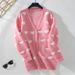 Aria Basics Aria Basics Rainy Towel Embroidered Heart Cross-Border Knitted Cardigan Autumn Winter Mid-Length Button Sweet Fashion European And_ecoleips.com