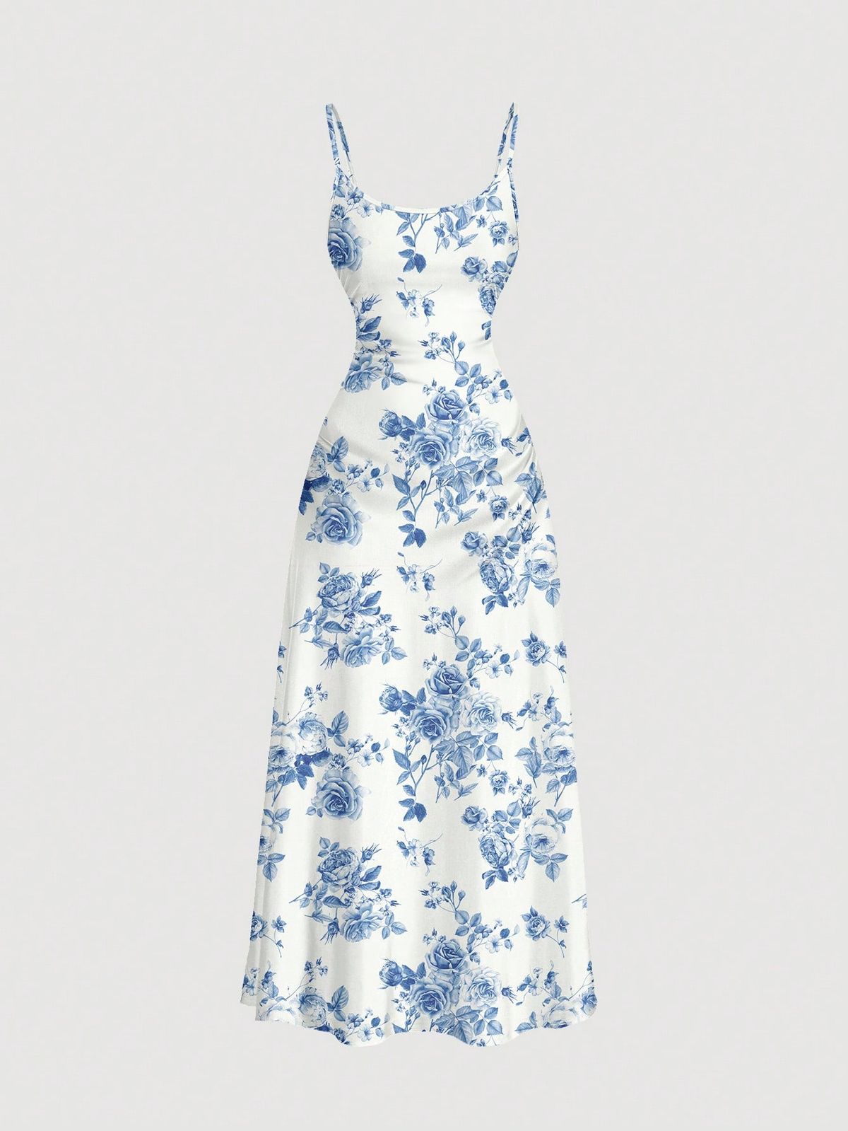 Women's Casual Printed Slimming Suspender Dress Collarless Elegant Loose Skirt_ecoleips.com