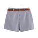 Aria Basics Aria Basics 10533-Summer New Women's Clothing European And American Style Striped Casual Shorts With Belt For Women_ecoleips.com