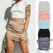 Women's Knitted Threaded Side Drawstring Elastic Pleated Skirt Sexy Slim Fit Adjustable Hip Skirt_ecoleips.com