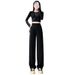 Narrow Wide-Leg Spring And Autumn, Draped Straight-Leg Trousers, Casual For Petite Women, High-Waisted Slimming Suit_ecoleips.com