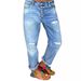 Women's Clothing Straight Button Stitching Ripped Jeans For Women_ecoleips.com