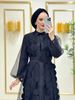 Voya Women's 2 Piece 3D Circular Cutout Chiffon Dress With Beaded Waist Belt Lantern Sleeves, Elegant Evening Gown For Parties, Weddings, Burgundy_ecoleips.com
