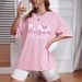 Women's Clothing Women's Casual Loose T-Shirt Round Neck Short Sleeve Letter Print Simple Sports Top Style For Formal & Casual For Women_ecoleips.com