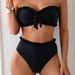 Women's Sexy Strapless Two Piece Swimsuit Solid Color Ruffled Slim Fit Bikini European American Style Swimwear_ecoleips.com