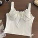 Purely Alluring Hot Girl Lace-trimmed Pearl Chain Bow Strap Camisole With Chest Pads And Beautiful Back Design_ecoleips.com