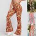 Women's Sexy Flared Pants Floral Print Casual Cotton Trousers For Spring/Autumn Season Regular Fit Cross Border E-commerce_ecoleips.com