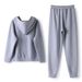 Women's Loose Fit Hoodie And Pants Set Casual Outfit Grey M-5XL_ecoleips.com
