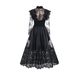 Cross-border European American Long-sleeved Lace Half-high Collar Patchwork Dress, Sweet And Elegant Long Evening Gown_ecoleips.com