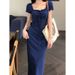 French Style High-End Elegant Short-Sleeve 2025 Summer New Slim Fit Bodycon Mermaid Long Dress_ecoleips.com