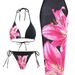 New foreign trade cross border European and American style sexy printed three piece swimsuit charm lily fixed version printed model_ecoleips.com