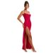 Elegant Backless Satin High Slit Halter Dress for Women Sexy Summer Party Fashion European And American Style 2025_ecoleips.com