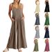 Women's Solid Color Loose Casual Cotton Linen Jumpsuit Overalls_ecoleips.com