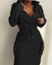 New 2025 Women's Waist Cinching Pocket Sweatshirt Dress Long Sleeve Casual Cross-Border E-Commerce European American Style with Tie up Waist_ecoleips.com