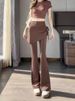 K New Fake Two-piece Drawstring Paired Pants For Women's Slimming Pants, Sporty Women's Pants Skirt, Micro Flared Pants_ecoleips.com
