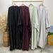 Hot Selling Fashionable Satin Diamond Trimmed Cardigan Muslim Style Batwing Sleeves Slits Loose Fit Abaya_ecoleips.com