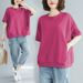 Large Size Women's Clothing Summer Loose Large Size Meat-covering And Thin Top Solid Color Round Neck Age-reducing Short-sleeved T-shirt_ecoleips.com